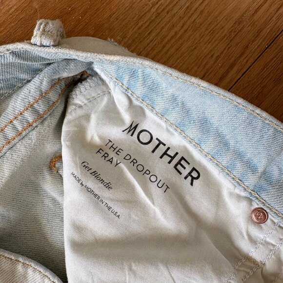 Mother The Dropout Fray Get Blondie Straight Leg Denim Jeans Blue Size 26 - Picture 13 of 16